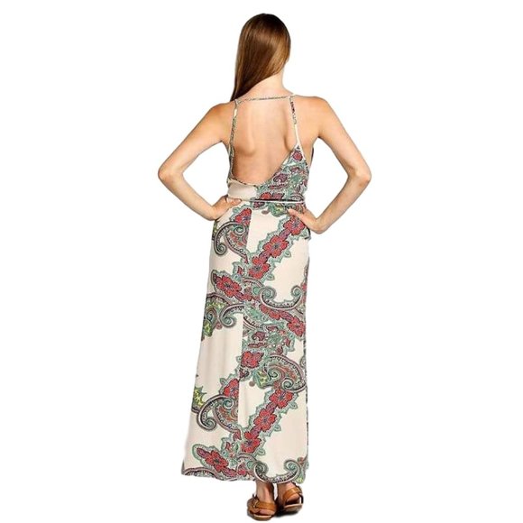 Dresses & Skirts - Backless Spaghetti Strap Scarf Print Maxi Dress